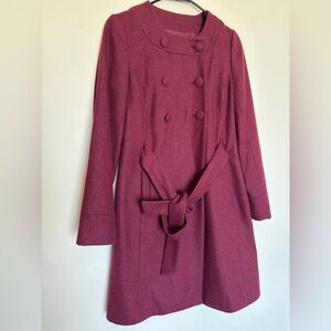 Mossimo Wool Blend Double Breasted Pea Coat Sz Small Belted Career Business